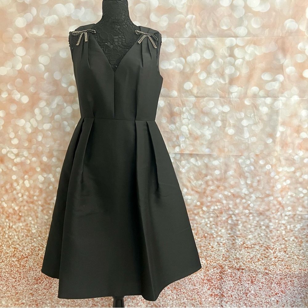 Kate Spade Run Wild Bow Embellished Cocktail Dress LBD US 10